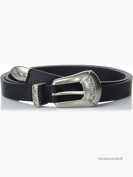 Western Leather Belt with Metal Roller Buckle - Premium Quality main image 4